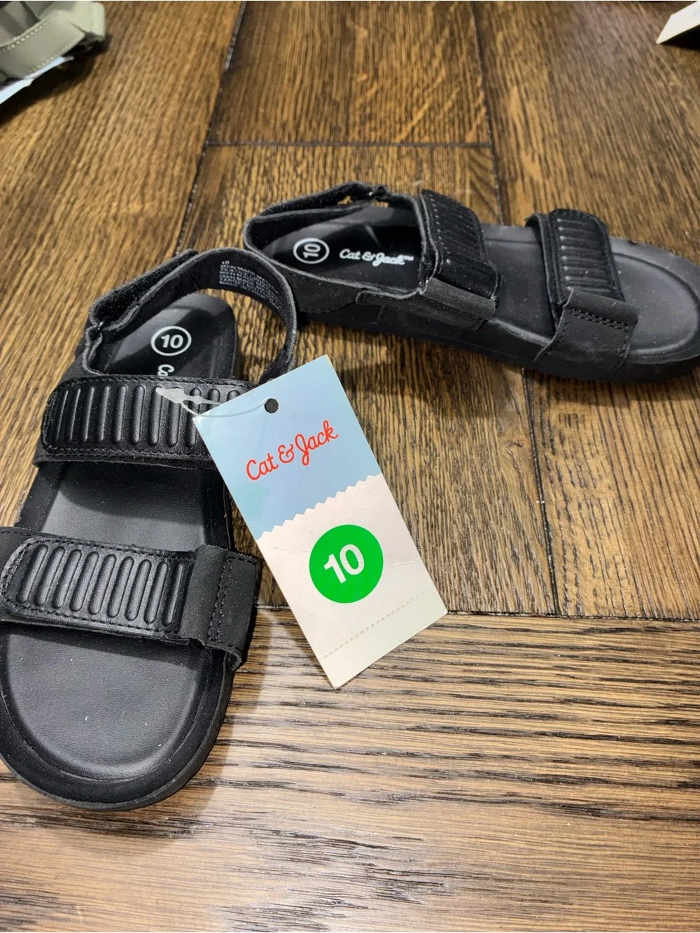 Cat & Jack Black Kids' Sporty Adjustable Strap Sandals
